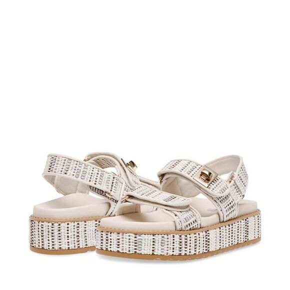 Steve Madden Women's Bigmona Platform Footbed Sandals In Beige Multi Size 9.5 - Picture 1 of 6